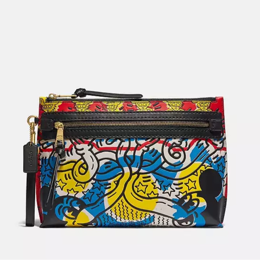 NWT Coach Disney Mickey Mouse X Keith Haring Academy Pouch - Picture 2 of 13